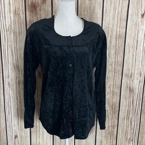 Elegant Black Velvet Women's Blouse